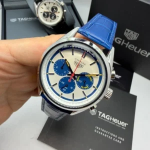 TAG Heuer Chrono Carrera 44mm - AÇO MOSTRADOR BRANCO - COURO
