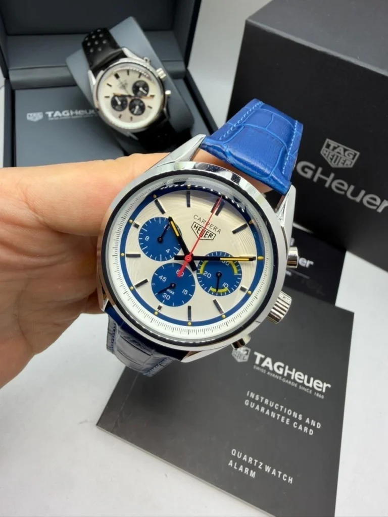TAG Heuer Chrono Carrera 44mm - AÇO MOSTRADOR BRANCO - COURO