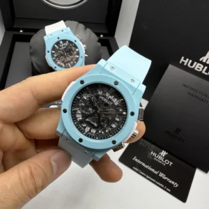 Hublot Classic Chrono 45mm - AÇO AZUL MOSTRADOR PRETO - SILICONE