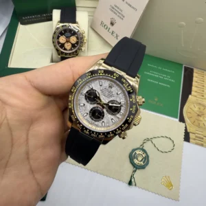 Daytona 40mm - AÇO DOURADO MOSTRADOR BRANCO - SILICONE