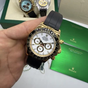 Daytona 40mm - AÇO DOURADO MOSTRADOR BRANCO - SILICONE