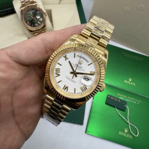 Day-Date President 40mm - AÇO DOURADO MOSTRADOR BRANCO