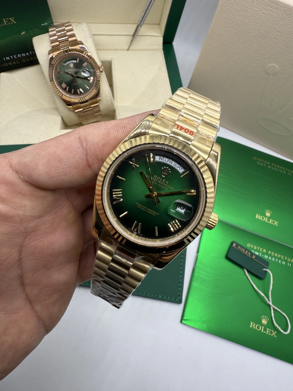 Day-Date President 40mm - AÇO DOURADO MOSTRADOR VERDE