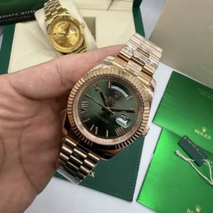 Day-Date President 40mm - AÇO ROSE MOSTRADOR VERDE