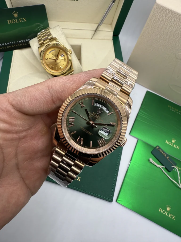 Day-Date President 40mm - AÇO ROSE MOSTRADOR VERDE
