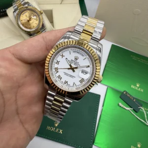 Day-Date President 40mm - AÇO COM DOURADO MOSTRADOR BRANCO