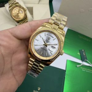 Day-Date President 40mm - AÇO COM DOURADO MOSTRADOR PRATA
