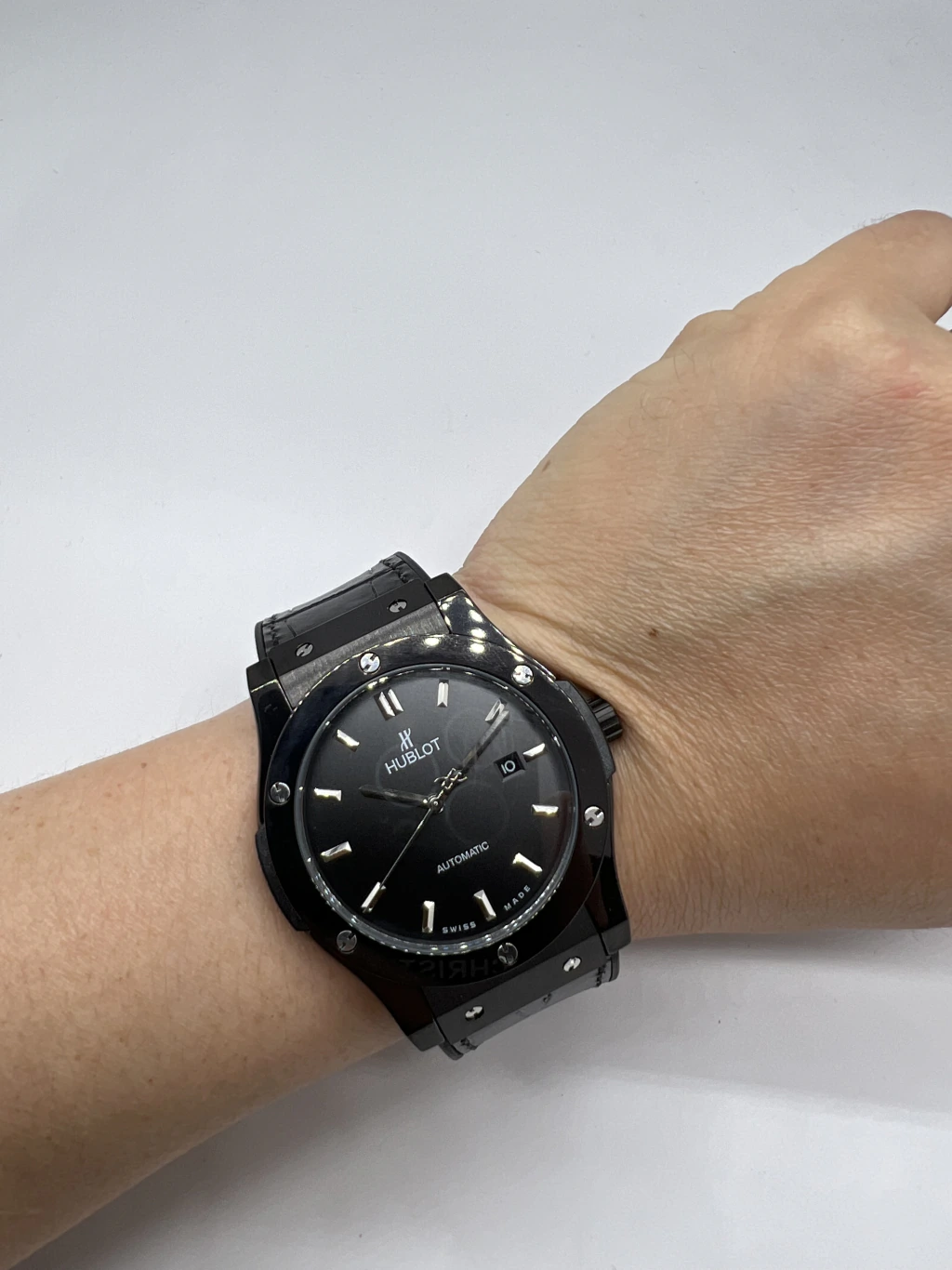 Hublot Classic Fusion 42mm - AÇO PRETO MOSTRADOR PRETO - SILICONE E COURO - Imagem 5