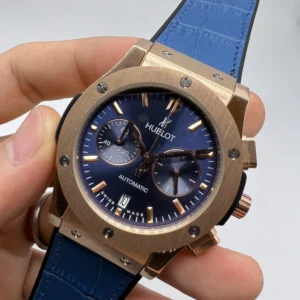 Hublot Classic Fusion 42mm - AÇO ROSE MOSTRADOR AZUL- SILICONE E COURO
