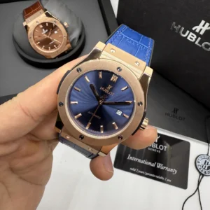 Hublot Classic Fusion 42mm - AÇO ROSE MOSTRADOR AZUL - SILICONE E COURO
