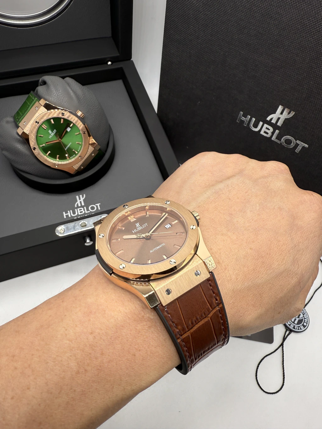 Hublot Classic Fusion 42mm - AÇO ROSE MOSTRADOR MARROM - SILICONE E COURO - Imagem 5