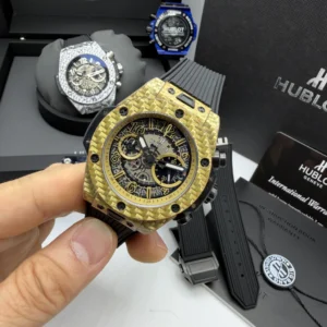 Hublot Big Bang 43mm - FIBRA DE CARBONO AMARELO MOSTRADOR SKELETON - SILICONE