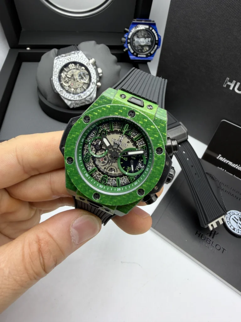 Hublot Big Bang 43mm - FIBRA DE CARBONO VERDE MOSTRADOR SKELETON - SILICONE