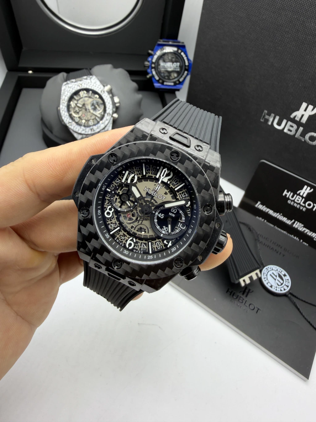 Hublot Big Bang 43mm - FIBRA DE CARBONO PRETO MOSTRADOR SKELETON - SILICONE