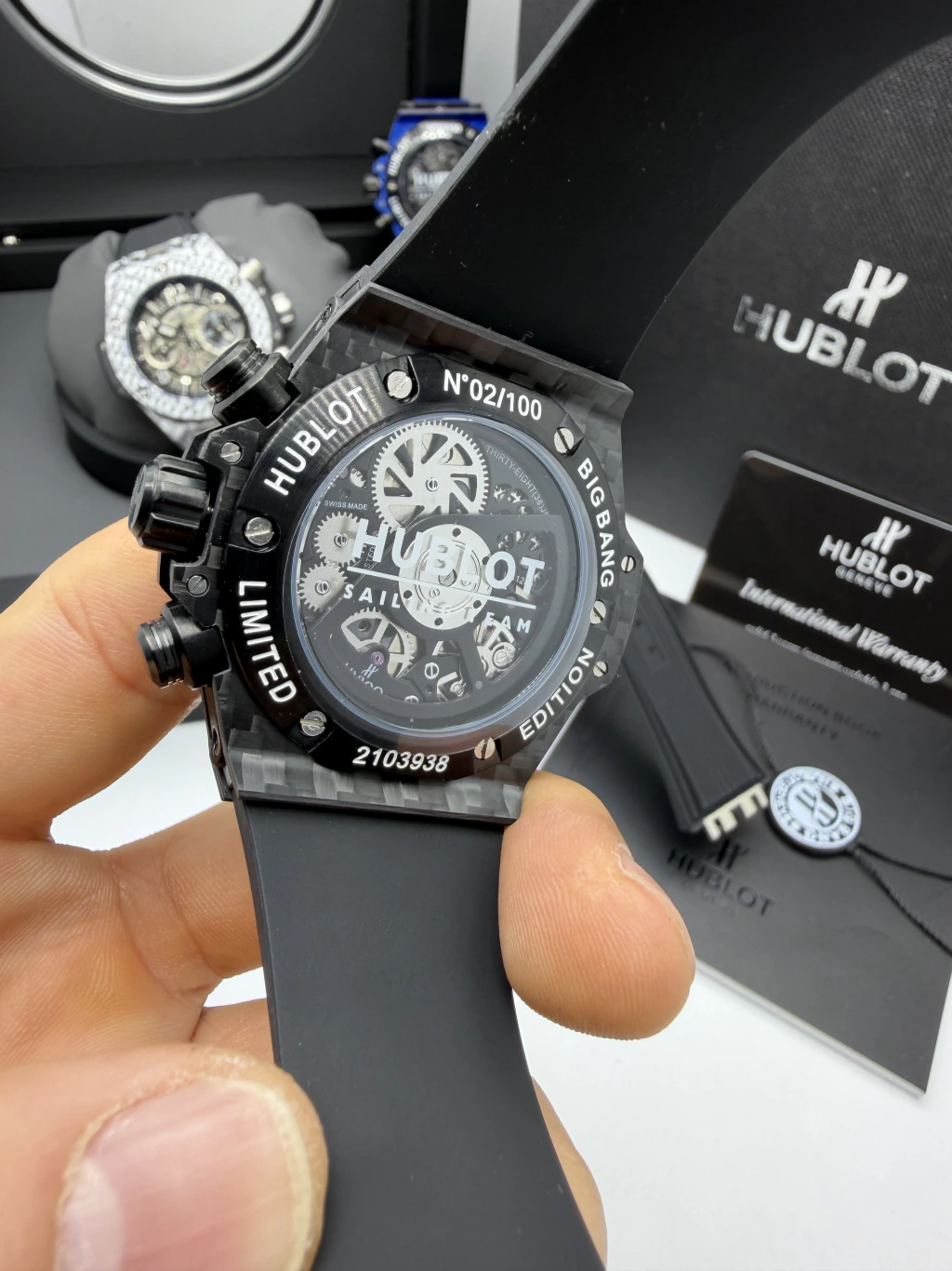 Hublot Big Bang 43mm - FIBRA DE CARBONO PRETO MOSTRADOR SKELETON - SILICONE - Imagem 3