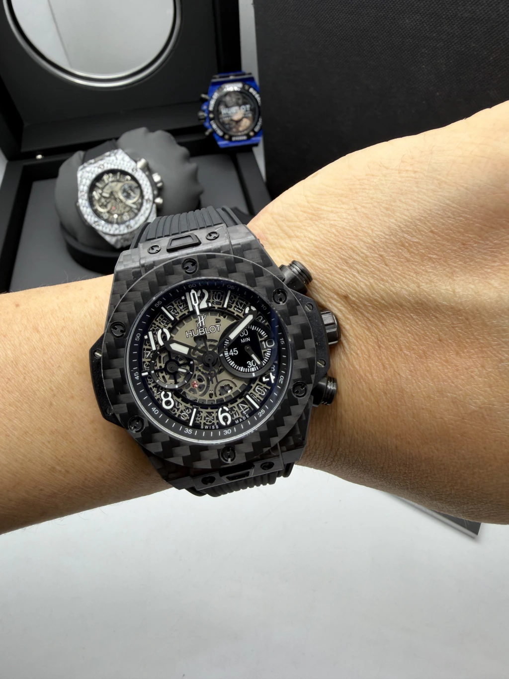 Hublot Big Bang 43mm - FIBRA DE CARBONO PRETO MOSTRADOR SKELETON - SILICONE - Imagem 5