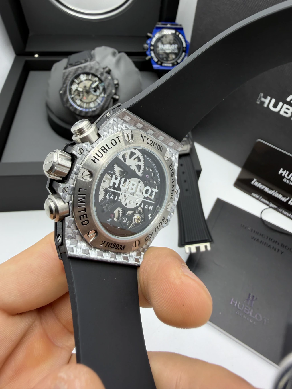 Hublot Big Bang 43mm - FIBRA DE CARBONO BRANCO MOSTRADOR SKELETON - SILICONE - Imagem 3