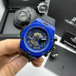 Hublot Big Bang 43mm - FIBRA DE CARBONO AZUL MOSTRADOR SKELETON - SILICONE