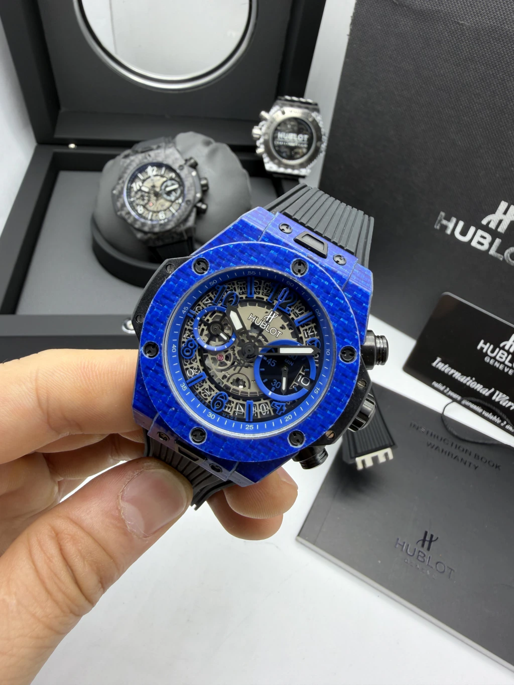 Hublot Big Bang 43mm - FIBRA DE CARBONO AZUL MOSTRADOR SKELETON - SILICONE