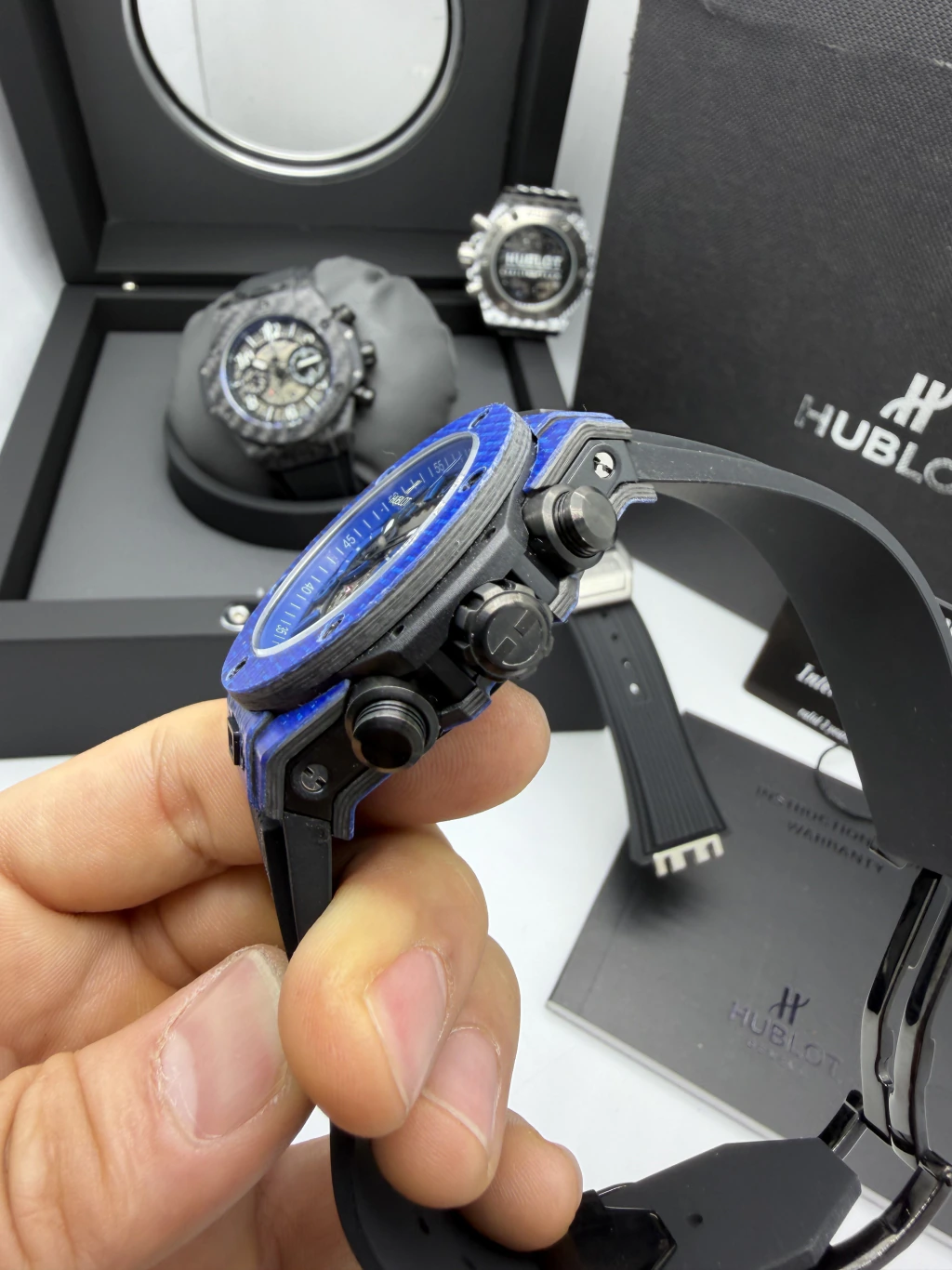 Hublot Big Bang 43mm - FIBRA DE CARBONO AZUL MOSTRADOR SKELETON - SILICONE - Imagem 2