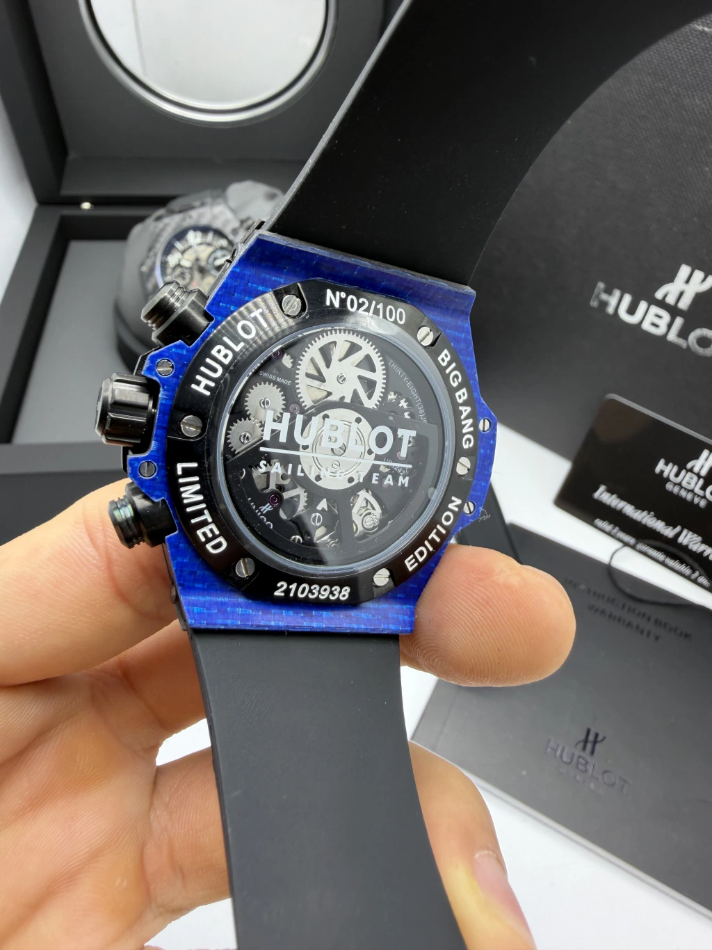 Hublot Big Bang 43mm - FIBRA DE CARBONO AZUL MOSTRADOR SKELETON - SILICONE - Imagem 3