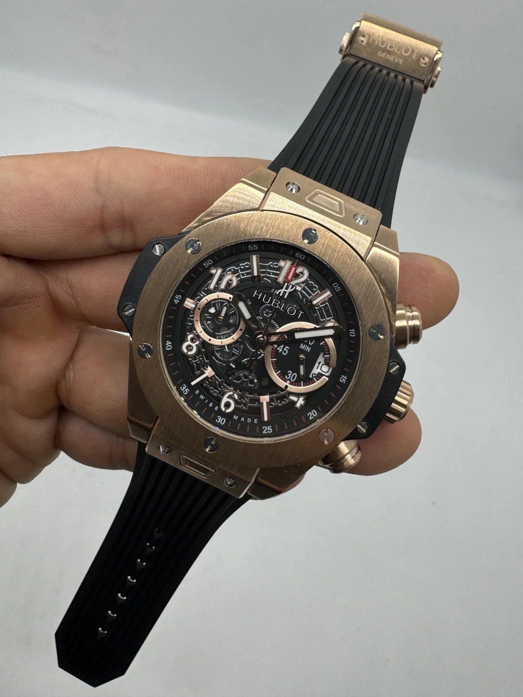 Hublot Big Bang 43mm - AÇO ROSE MOSTRADOR SKELETON - SILICONE