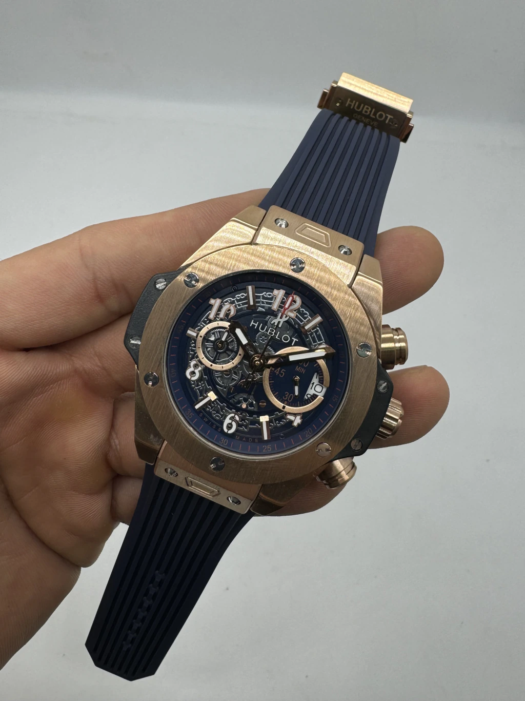 Hublot Big Bang 43mm - AÇO ROSE MOSTRADOR SKELETON - SILICONE