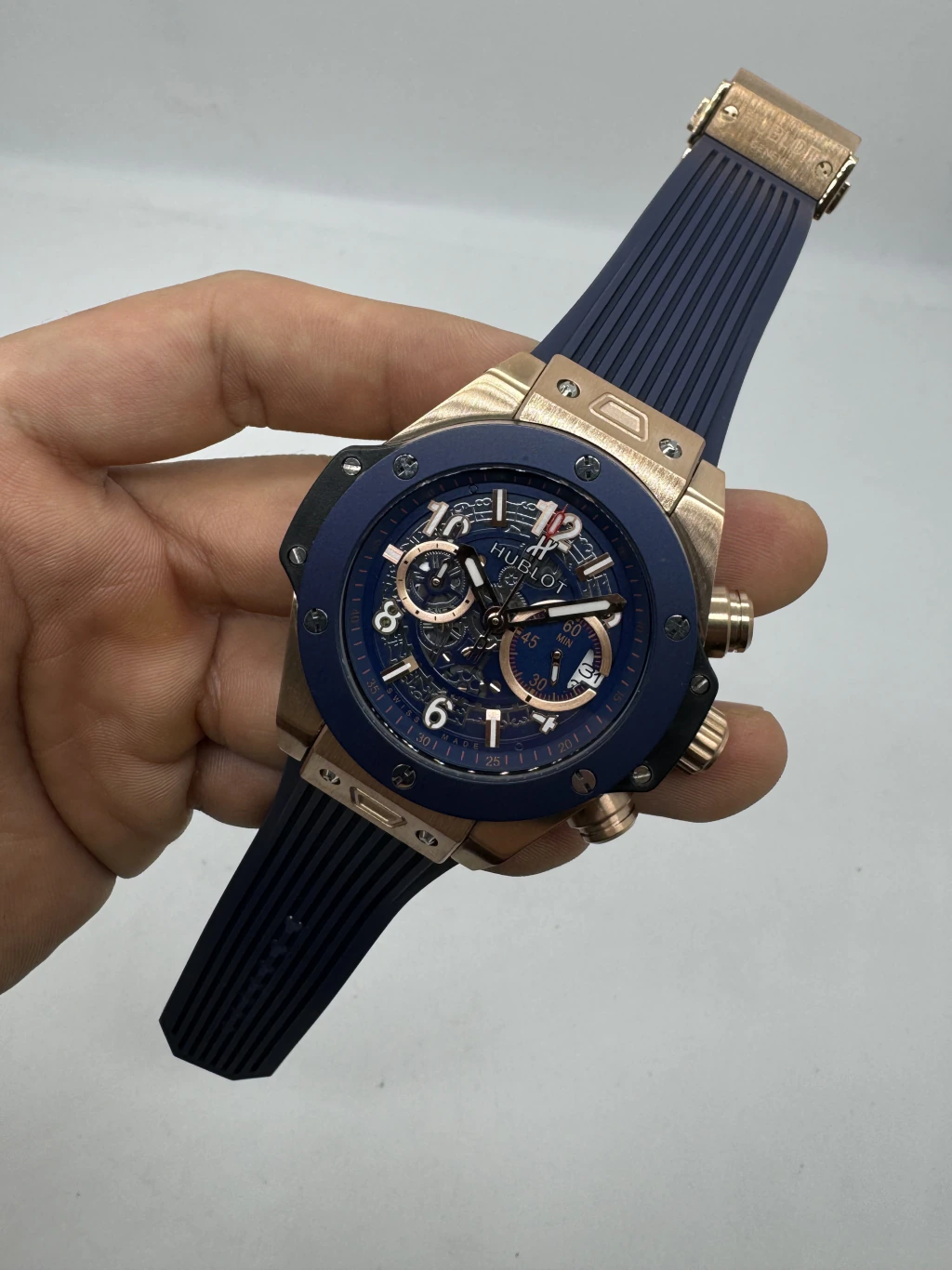 Hublot Big Bang 43mm - AÇO ROSE MOSTRADOR SKELETON - SILICONE