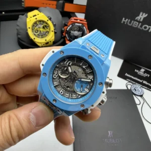 Hublot Big Bang Magic 44mm - AÇO AZUL MOSTRADOR SKELETON - SILICONE