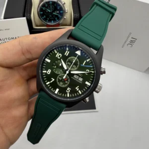 IWC Pilot Chronograph 42mm - AÇO PRETO MOSTRADOR VERDE - SILICONE