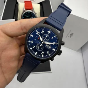 IWC Pilot Chronograph 42mm - AÇO PRETO MOSTRADOR AZUL - SILICONE