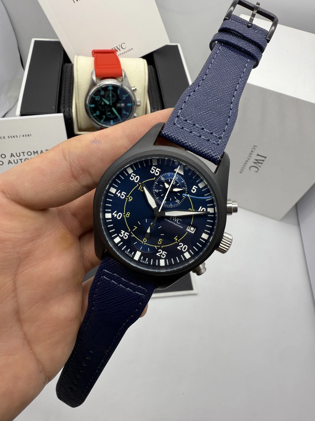 IWC Chronograph 43mm - AÇO PRETO MOSTRADOR AZUL - NYLON