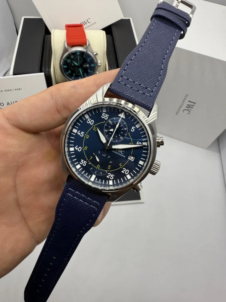 IWC Chronograph 43mm - AÇO ACMOSTRADOR AZUL - NYLON