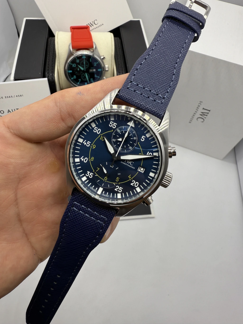 IWC Chronograph 43mm - AÇO ACMOSTRADOR AZUL - NYLON