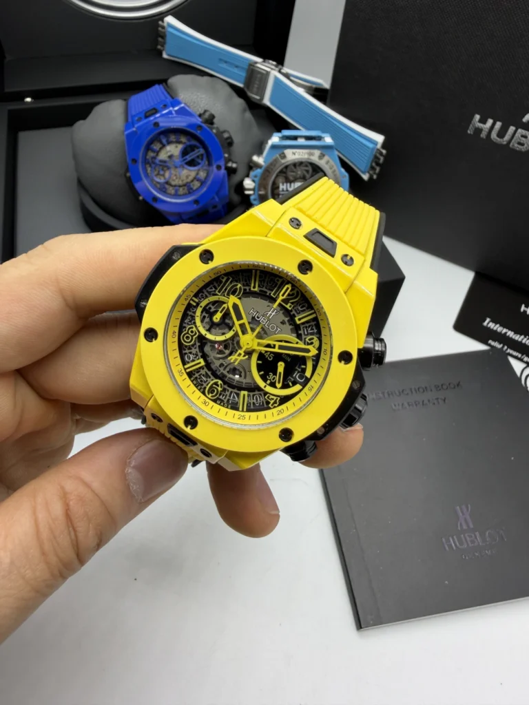 Hublot Big Bang Magic 44mm - AÇO AMARELO MOSTRADOR SKELETON - SILICONE