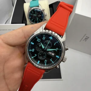 IWC Pilot Chronograph 42mm - AÇO MOSTRADOR PRETO - SILICONE