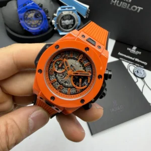 Hublot Big Bang Magic 44mm - AÇO LARANJA MOSTRADOR SKELETON - SILICONE