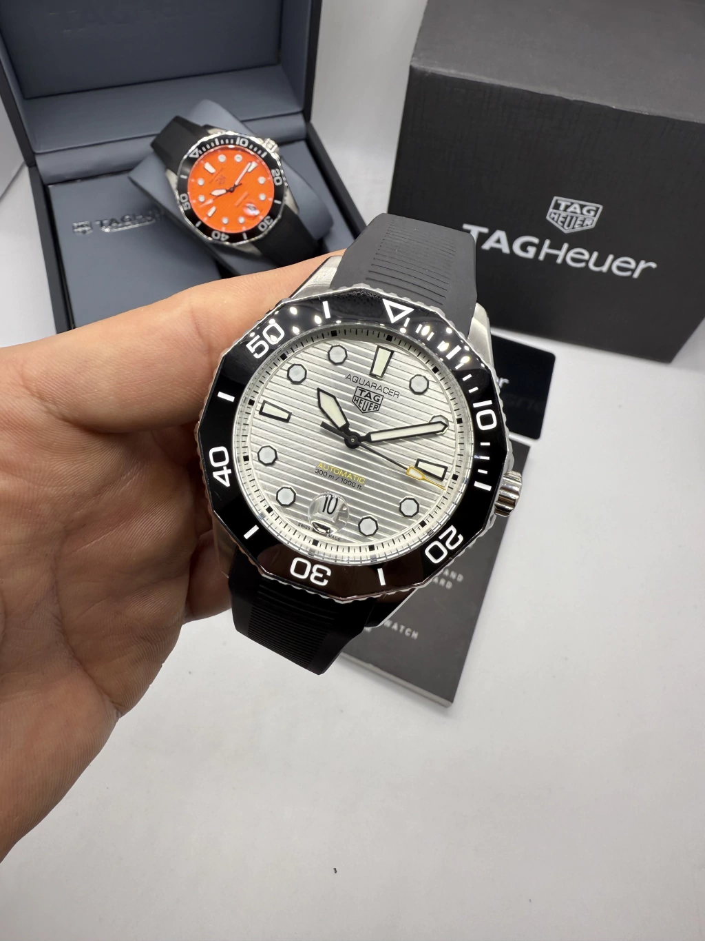 TAG Heuer Aquarecer 43mm - AÇO MOSTRADOR BRANCO - SILICONE