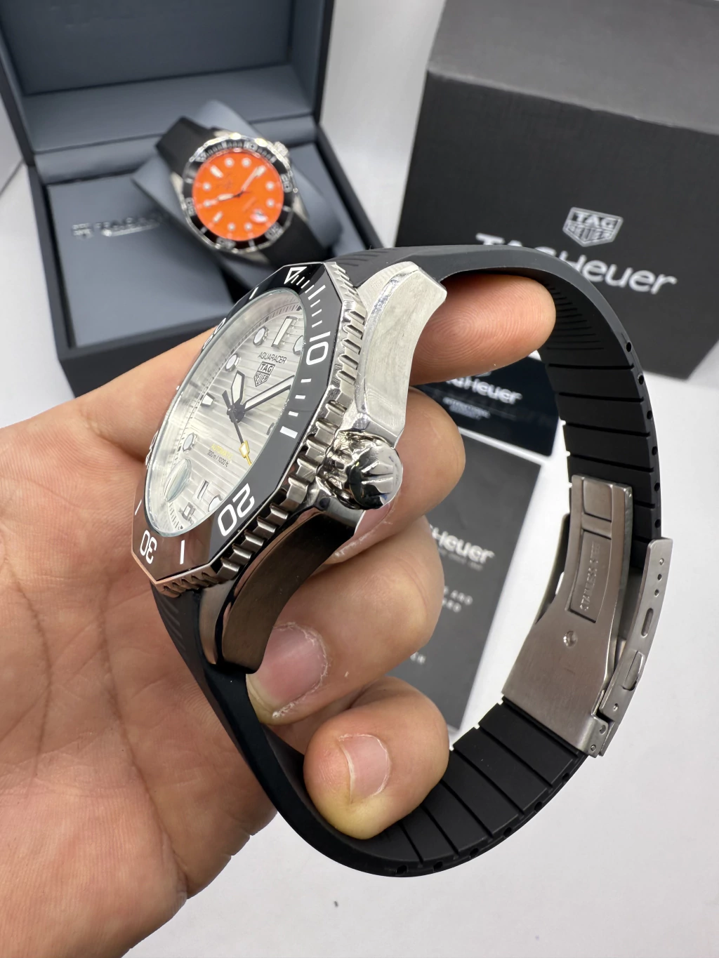 TAG Heuer Aquarecer 43mm - AÇO MOSTRADOR BRANCO - SILICONE - Imagem 2