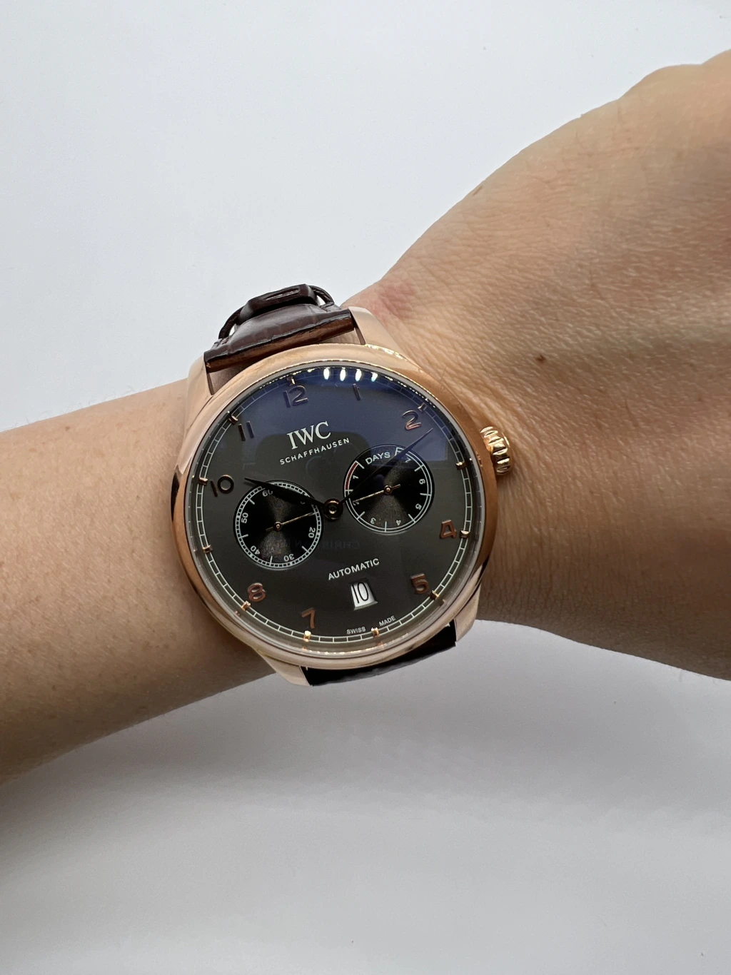 IWC Chronograph 43mm - AÇO MOSTRADOR PRETO - COURO - Imagem 5
