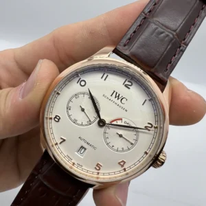 IWC Chronograph 43mm - AÇO ROSE MOSTRADOR BRANCO - COURO