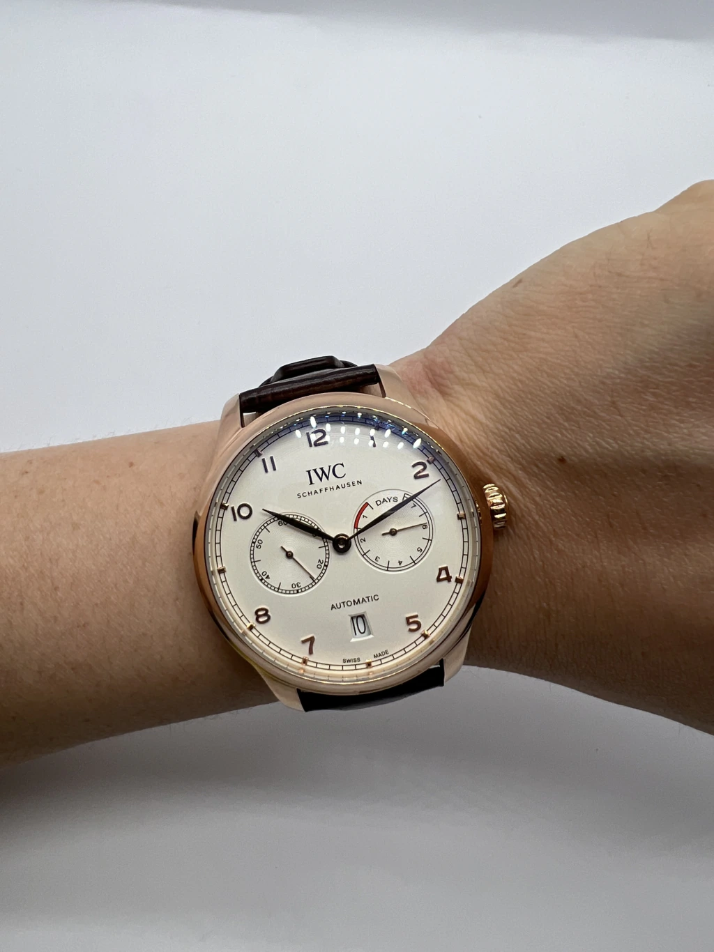 IWC Chronograph 43mm - AÇO ROSE MOSTRADOR BRANCO - COURO - Imagem 5