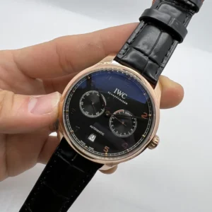 IWC Chronograph 43mm - AÇO ROSE MOSTRADOR PRETO - COURO