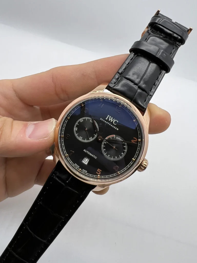 IWC Chronograph 43mm - AÇO ROSE MOSTRADOR PRETO - COURO