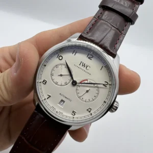 IWC Chronograph 43mm - AÇO MOSTRADOR BRANCO - COURO