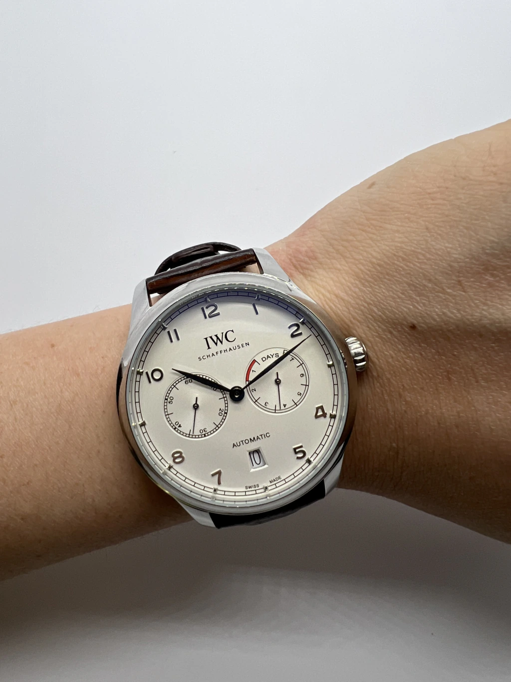 IWC Chronograph 43mm - AÇO MOSTRADOR BRANCO - COURO - Imagem 5