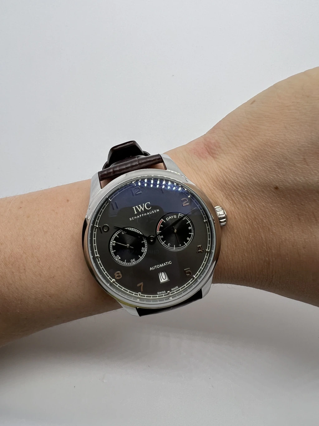 IWC Chronograph 43mm - AÇO MOSTRADOR PRETO - COURO - Imagem 5