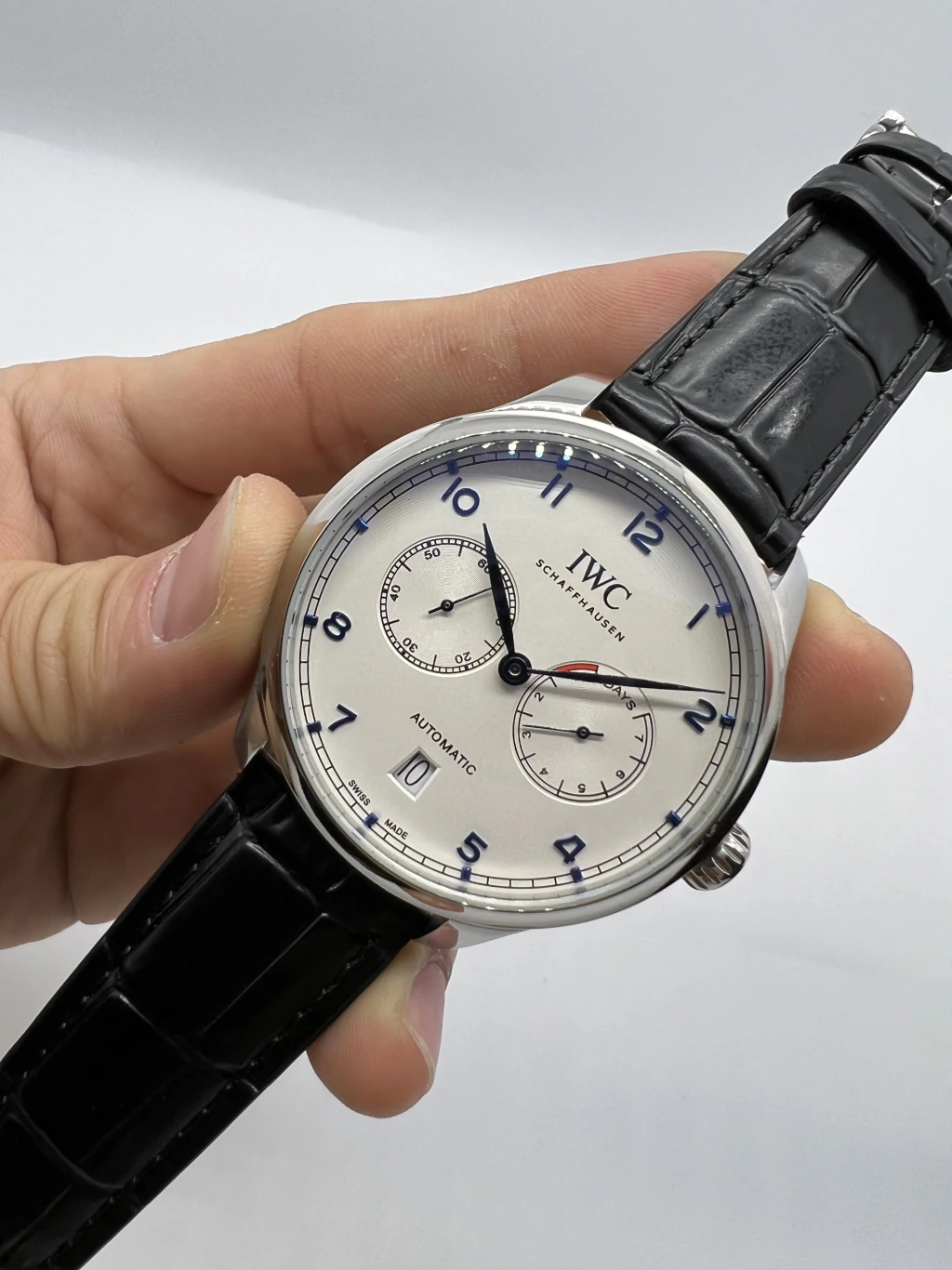 IWC Chronograph 43mm - AÇO MOSTRADOR BRANCO - COURO