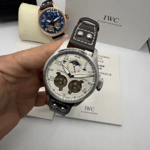 IWC Tourbillon 43mm - AÇO MOSTRADOR BRANCO - COURO