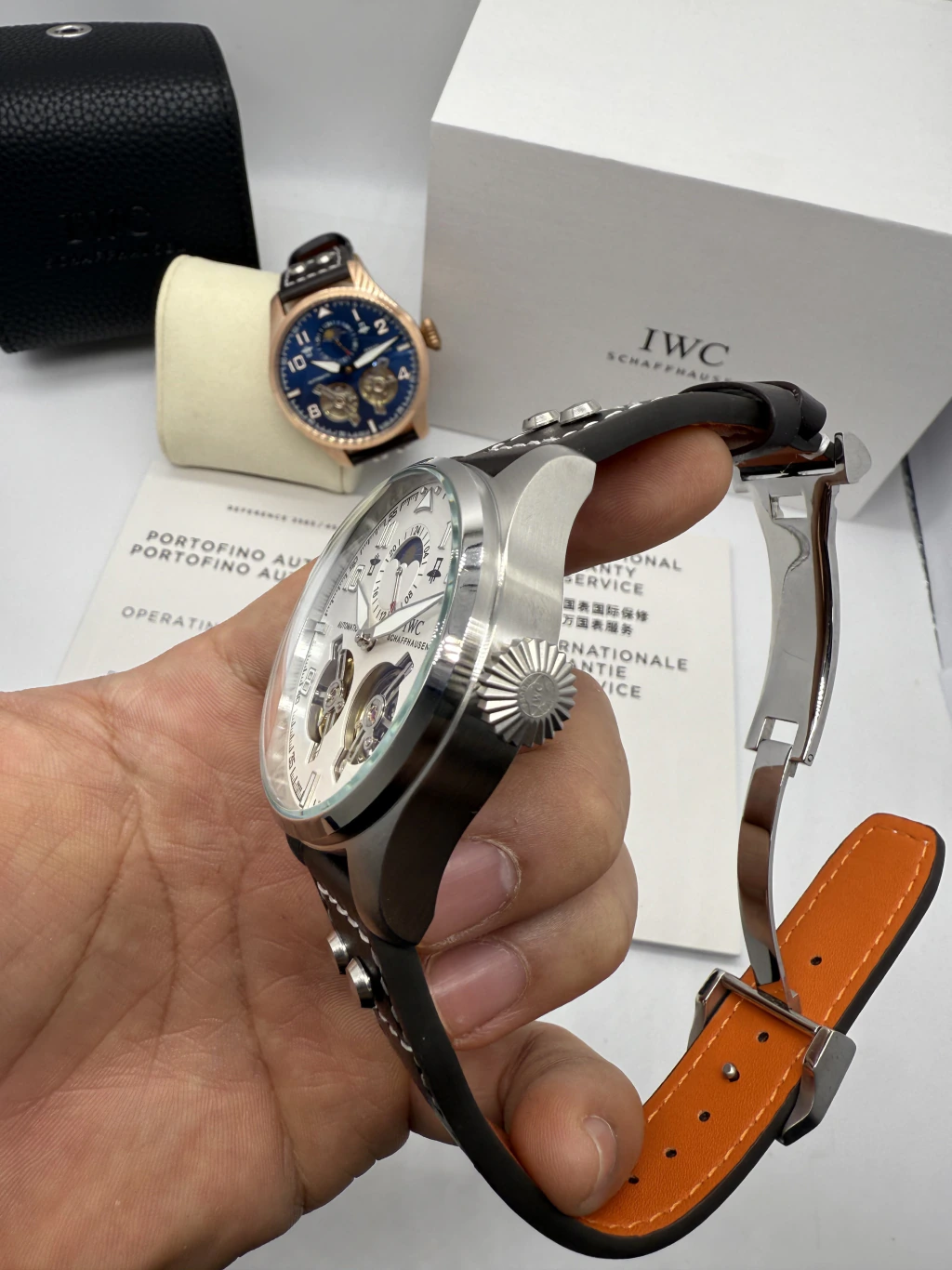 IWC Tourbillon 43mm - AÇO MOSTRADOR BRANCO - COURO - Imagem 2